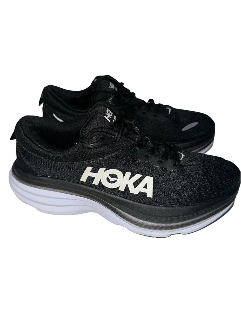 Nice Hoka One Bondi 8 Black White Mesh Womens Running Walking Shoe Size 7.5B